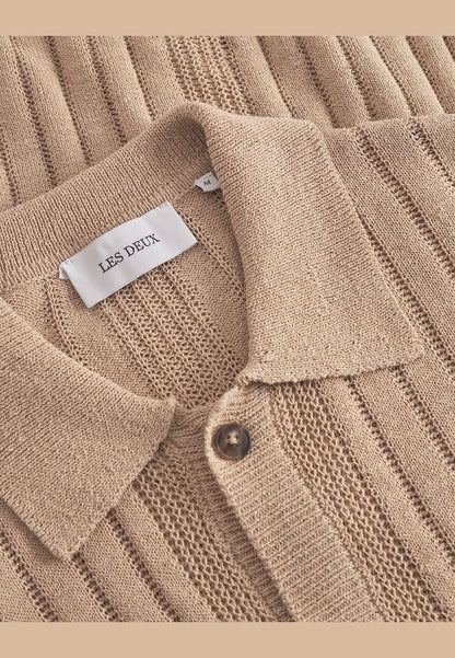 Les Deux Floyd Linen Knitted SS Shirt Irish Cream