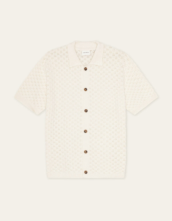 Les Deux GESPERTUS KNITTED S/S SHIRT Eggnog White — Les Deux