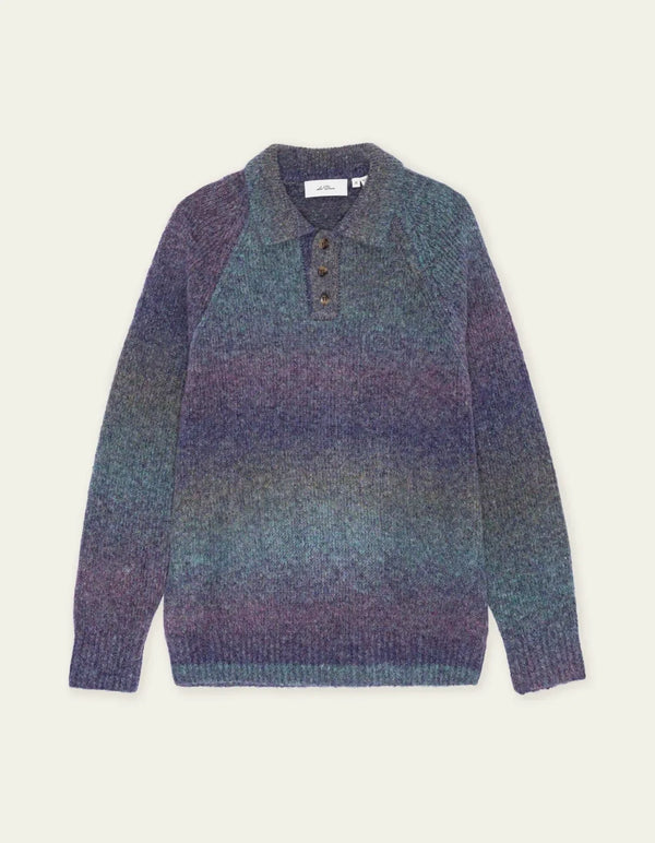 Les Deux GRADIENT KNITTED POLO Spiced Plum Purple — Les Deux