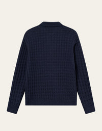Les Deux Gustav Squared Structure Polo Knit Dark Navy