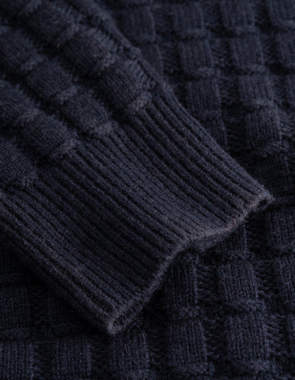 Les Deux Gustav Squared Structure Polo Knit Dark Navy