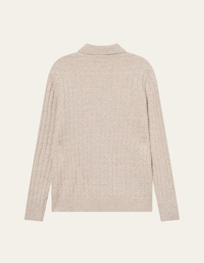 Les Deux Gustav Squared Structure Polo Knit Light Sand Melange