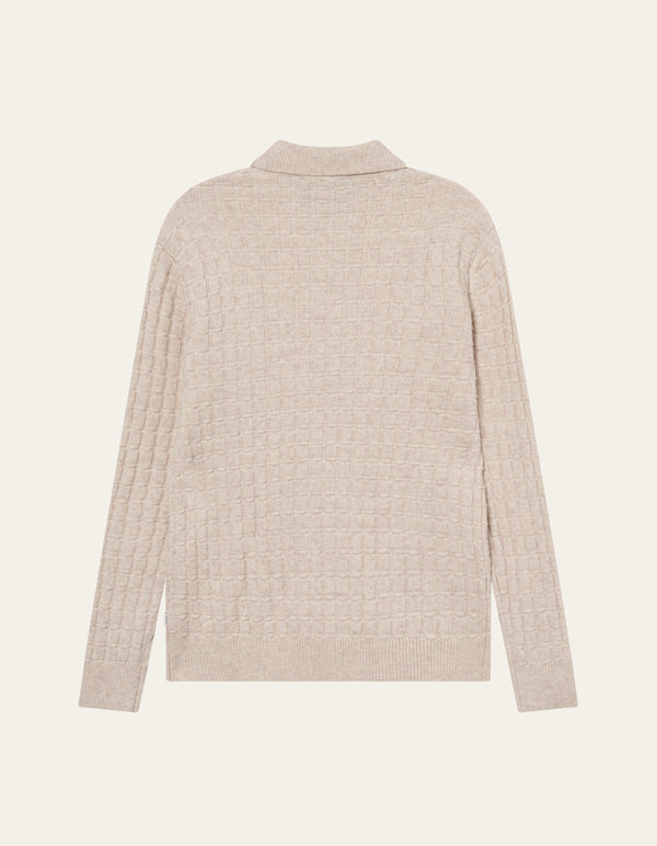 Les Deux Gustav Squared Structure Polo Knit Light Sand Melange