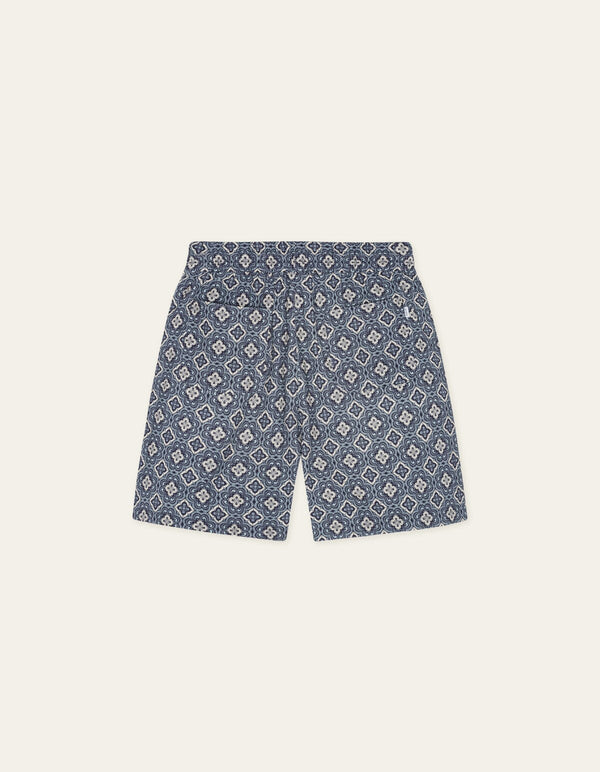 Les Deux HARRY ARABESQUE AOP SHORTS Blue Fog