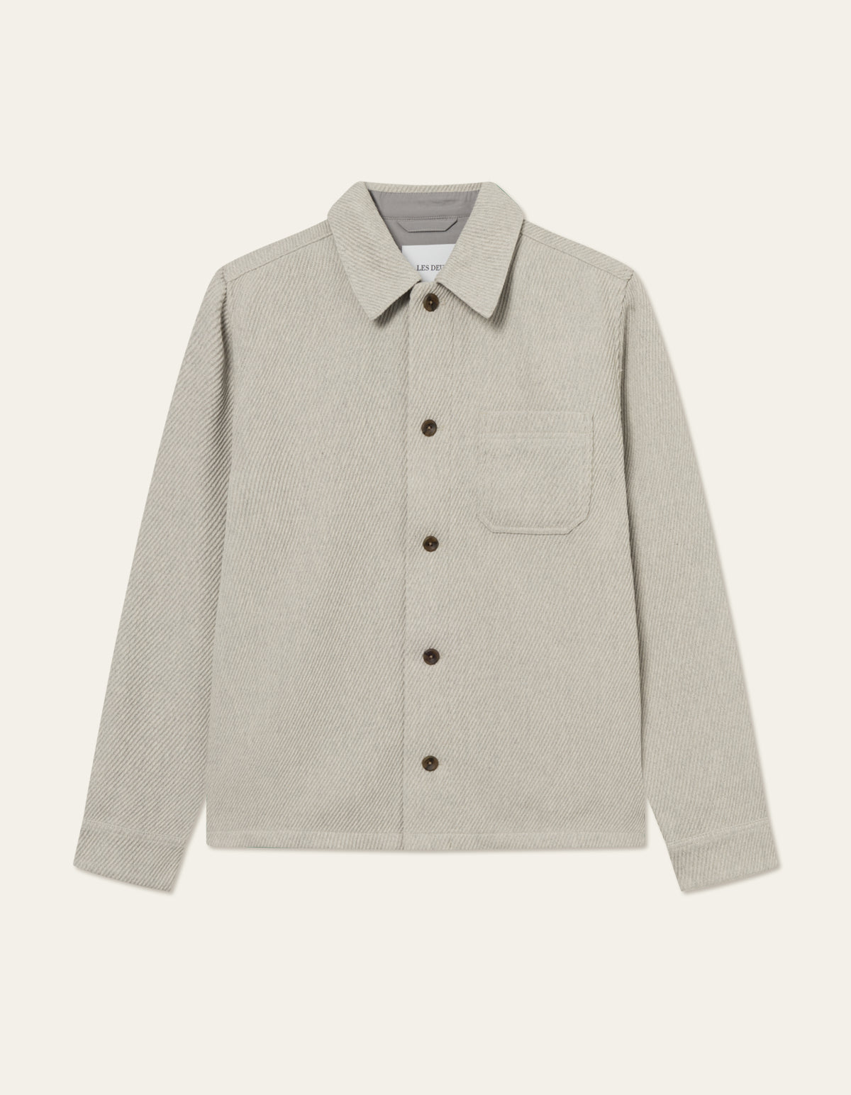 Les Deux Hamilton Twill Wool Overshirt Snow Melange