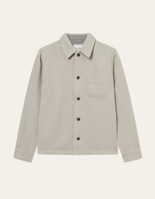 Les Deux Hamilton Twill Wool Overshirt Snow Melange