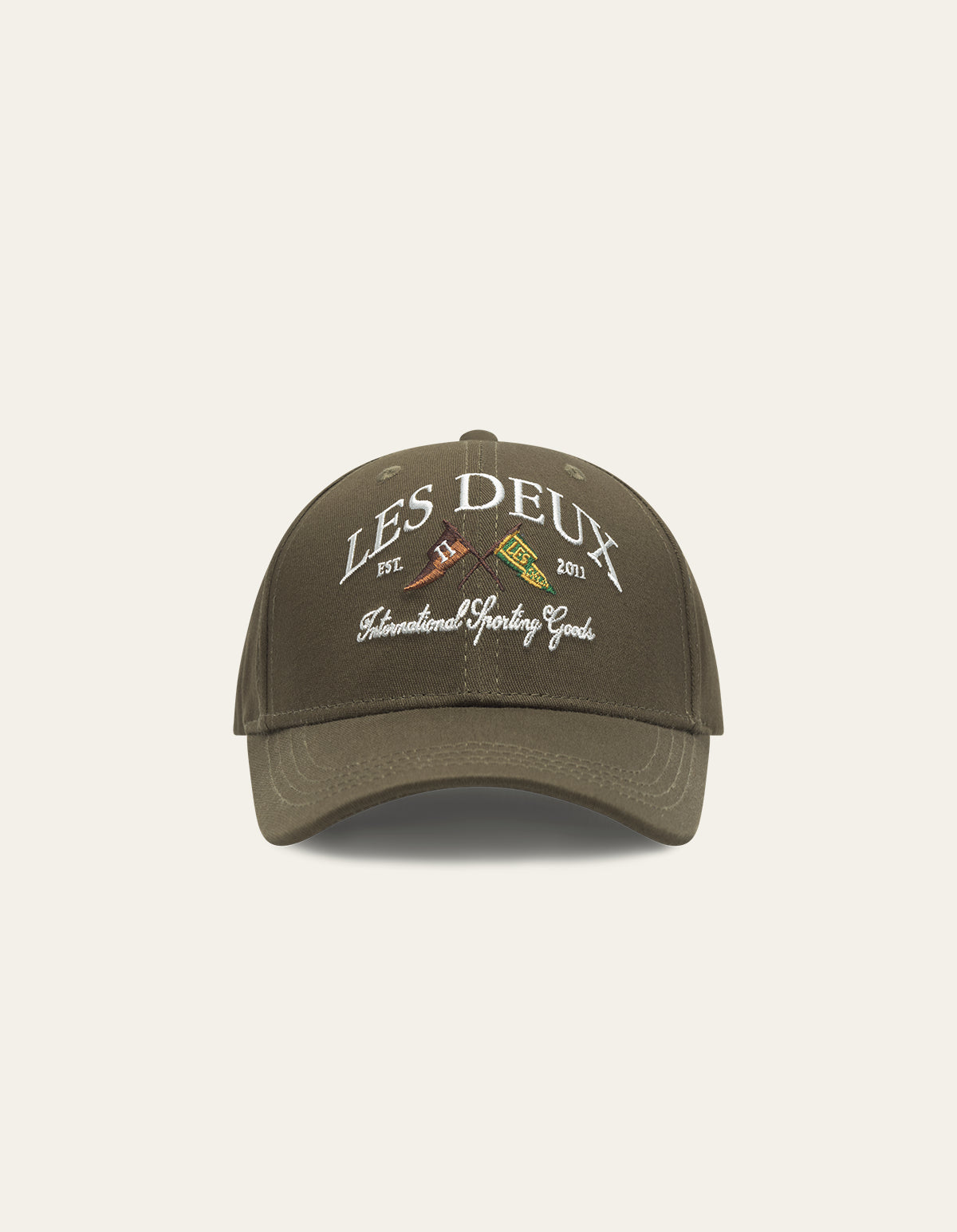 Les Deux Ivy League Organic Baseball Cap Olive Night