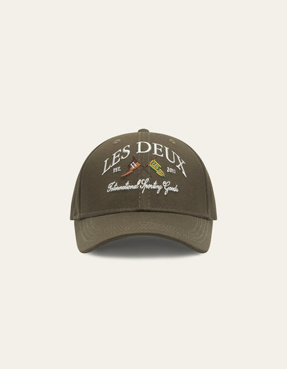 Les Deux Ivy League Organic Baseball Cap Olive Night