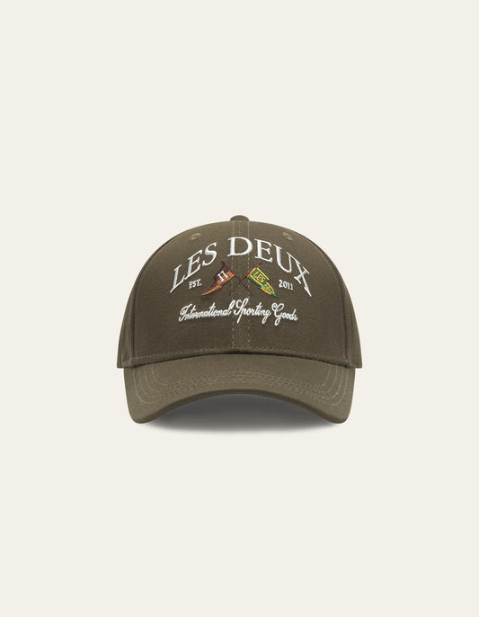 Les Deux Ivy League Organic Baseball Cap Olive Night