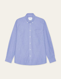 Les Deux KENT STRIPE POPLIN L/S SHIRT Blue Fog
