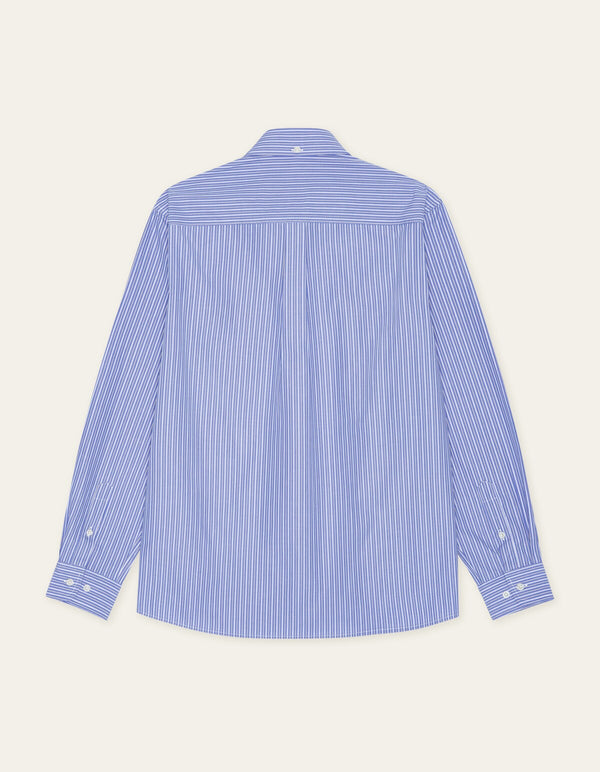 Les Deux KENT STRIPE POPLIN L/S SHIRT Blue Fog