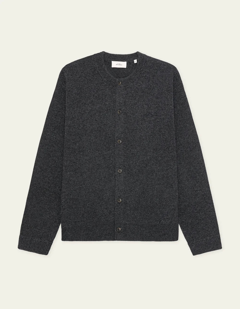 Les Deux KNITTED ROUNDNECK CARDIGAN Charcoal Melange