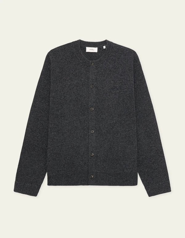 Les Deux KNITTED ROUNDNECK CARDIGAN Charcoal Melange — Les Deux