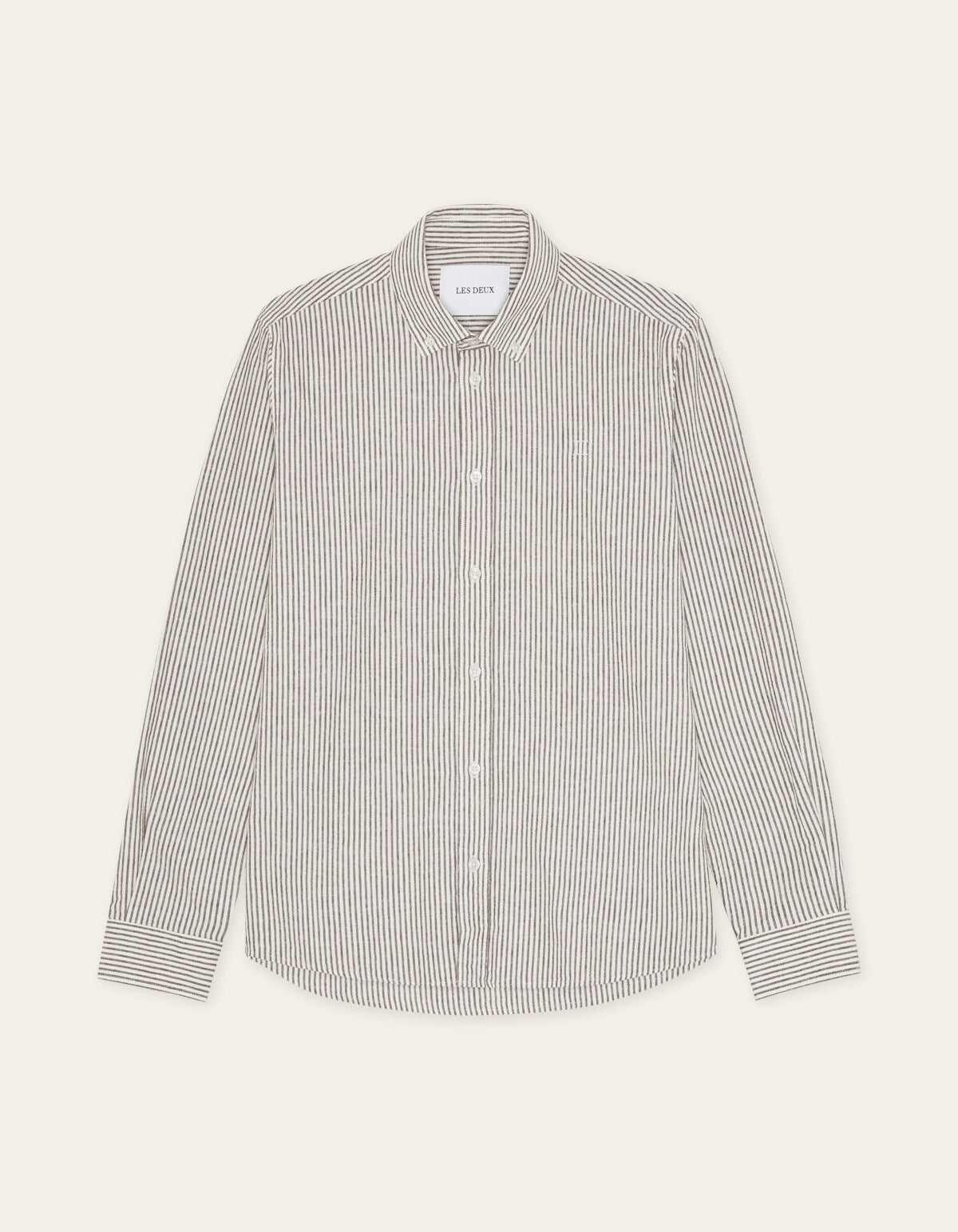 Les Deux KONRAD STRIPE L/S SHIRT Teak Brown