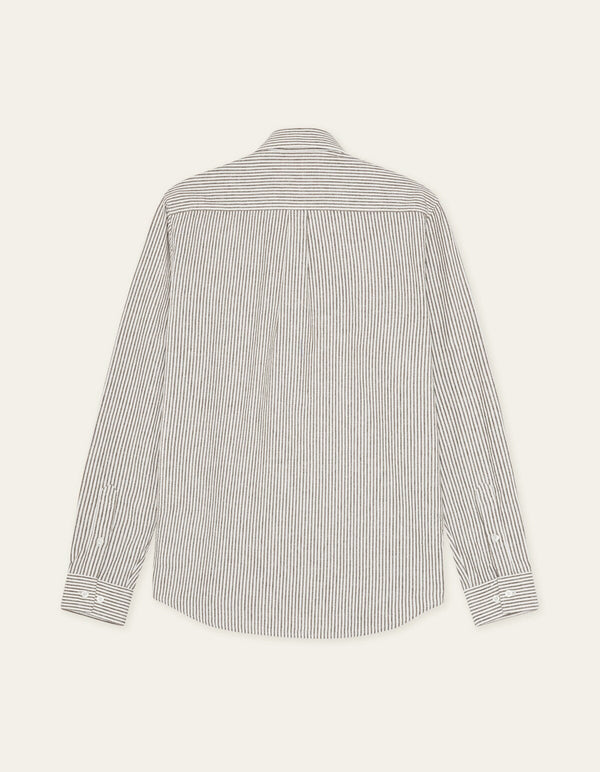 Les Deux KONRAD STRIPE L/S SHIRT Teak Brown