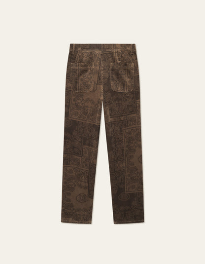 Les Deux Kody AOP Corduroy Pant Teak Brown