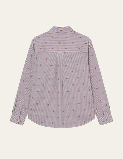 Les Deux Kolton Stripe Basket AOE Shirt Fired Brick Red