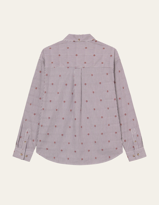 Les Deux Kolton Stripe Basket AOE Shirt Fired Brick Red