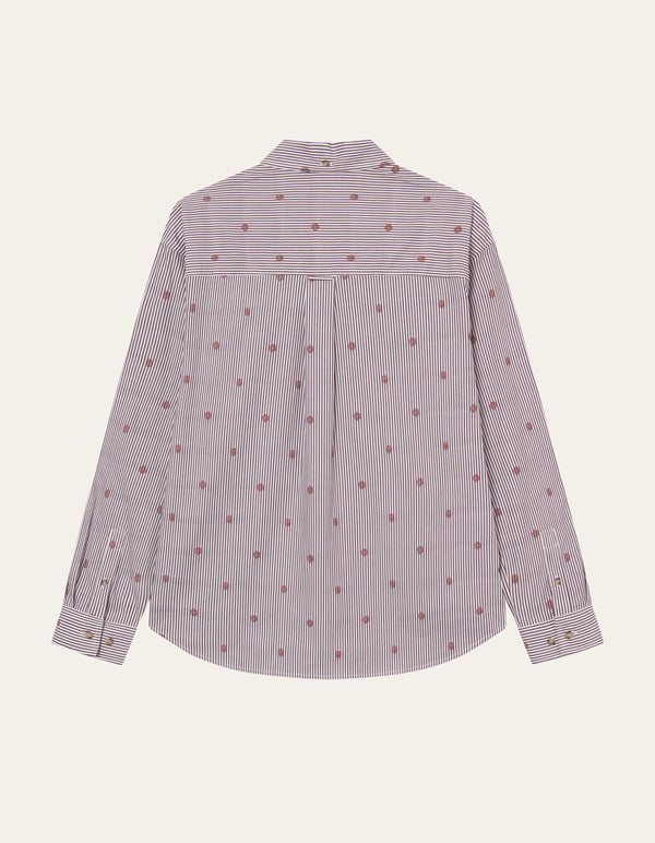 Les Deux Kolton Stripe Basket AOE Shirt Fired Brick Red