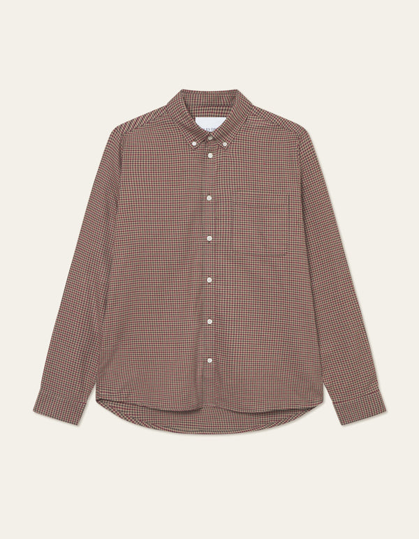 Les Deux Konrad Check Flannel Shirt Teak Brown — Les Deux