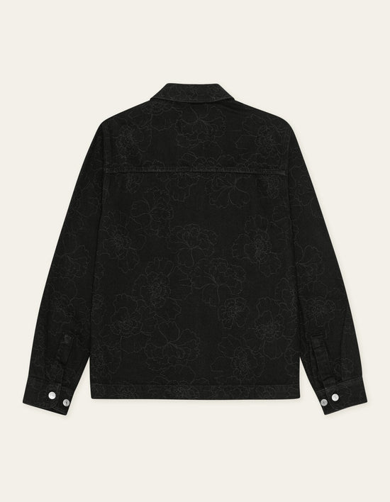 Les Deux LAYTON AOP DENIM OVERSHIRT Black
