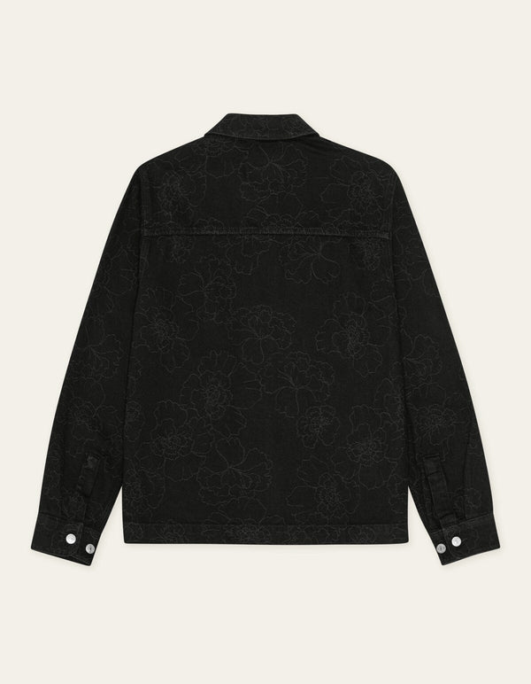 Les Deux LAYTON AOP DENIM OVERSHIRT Black