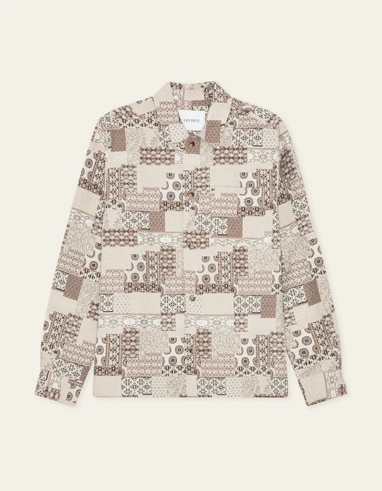 Les Deux LAYTON PATCHWORK JAC OVERSHIRT Light Sand — Les Deux
