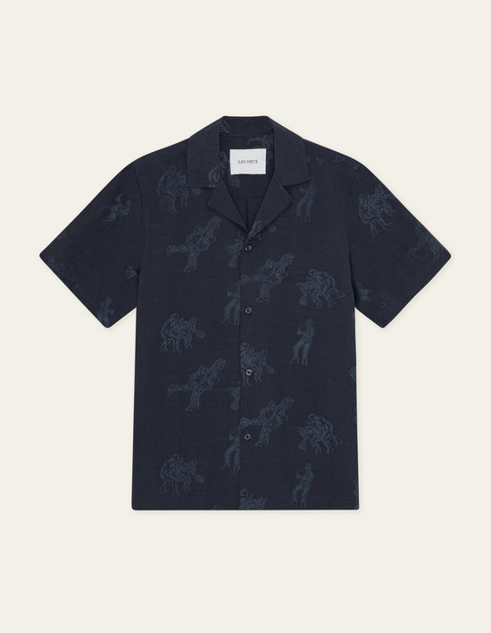 Les Deux LESLEY PLAYERS JACQ S/S SHIRT Dark Navy — Les Deux
