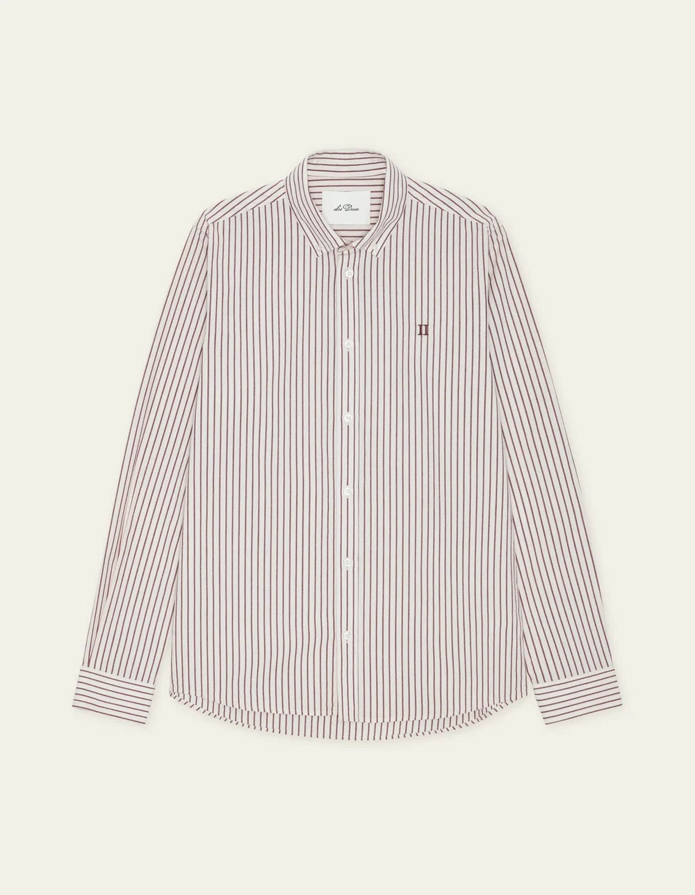 Les Deux LIGHT OXFORD STRIPED SHIRT Chocolate Truffle Red