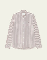 Les Deux LIGHT OXFORD STRIPED SHIRT Chocolate Truffle Red