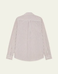 Les Deux LIGHT OXFORD STRIPED SHIRT Chocolate Truffle Red