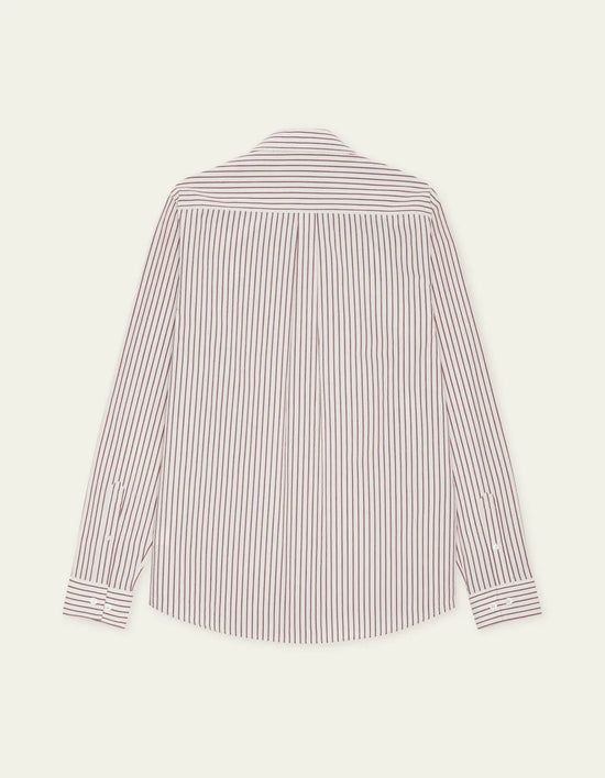 Les Deux LIGHT OXFORD STRIPED SHIRT Chocolate Truffle Red