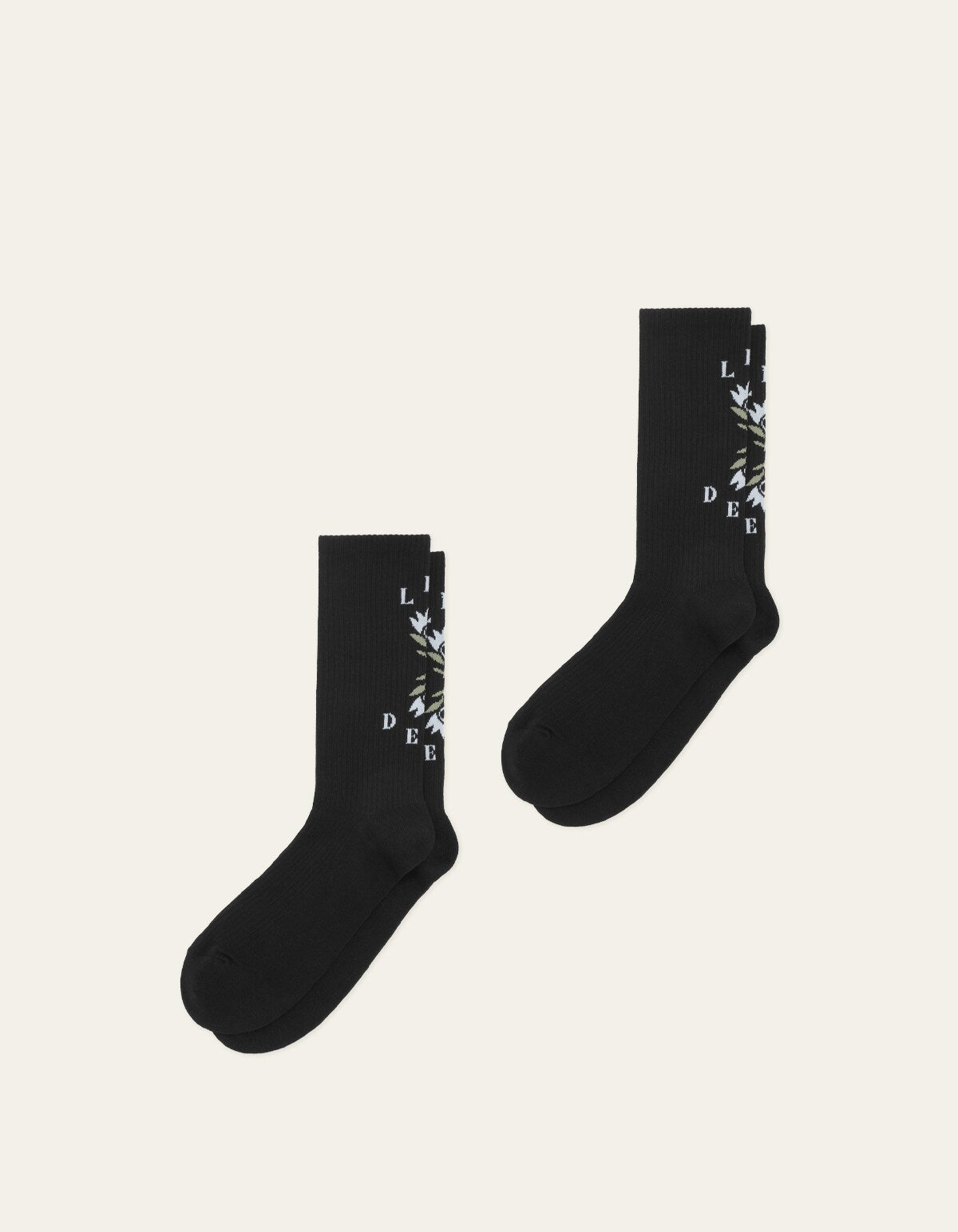 Les Deux LOGO FLOWER SOCKS 2 PACK Black