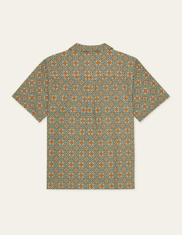 Les Deux LUKAS ARABESQUE AOP S/S SHIRT Sea Moss Green