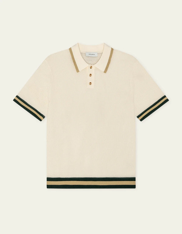 Les Deux Lace Knitted Polo Eggnog White — Les Deux