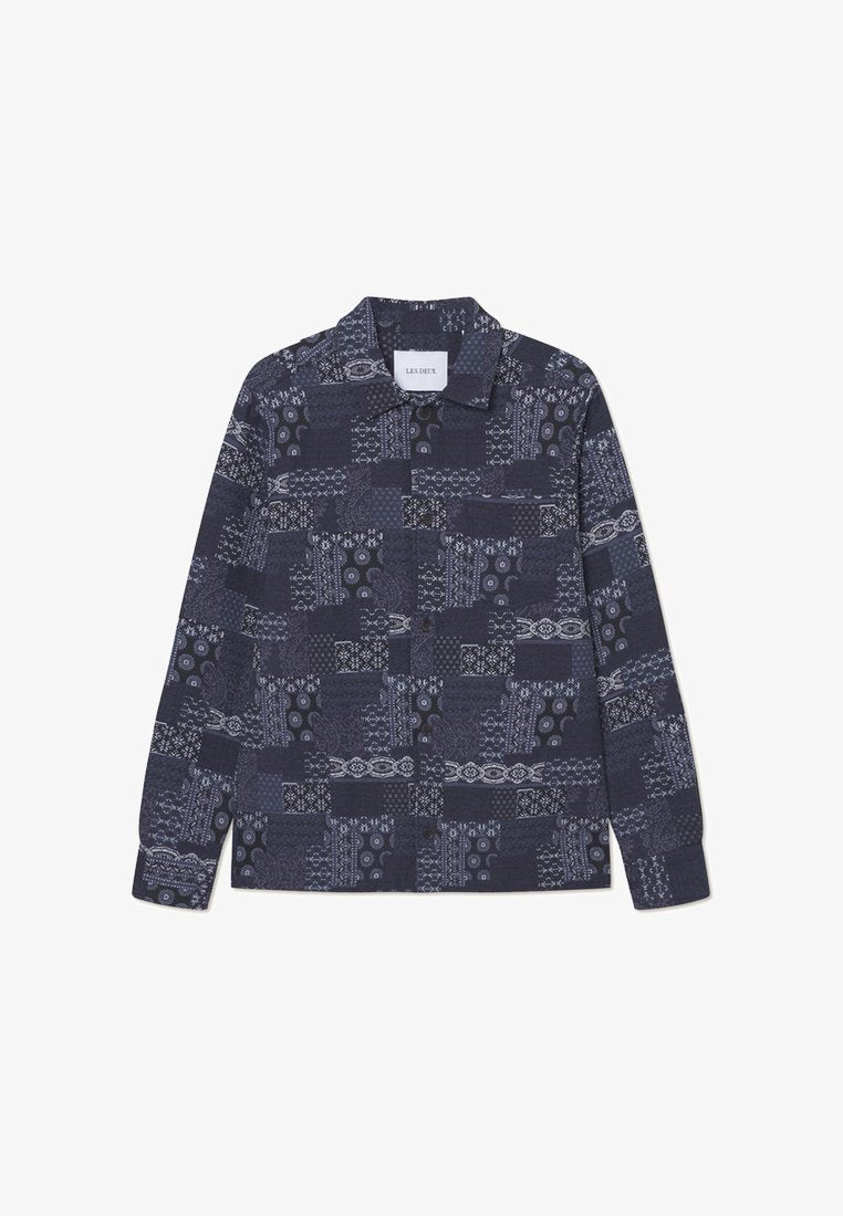 Les Deux Layton Cntrst Jcqrd Overshirt D Blue