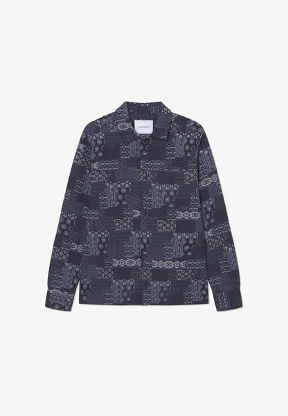 Les Deux Layton Cntrst Jcqrd Overshirt D Blue