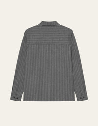 Les Deux Layton Pinstripe Mouliné Overshirt Grey Mel Grey Melange