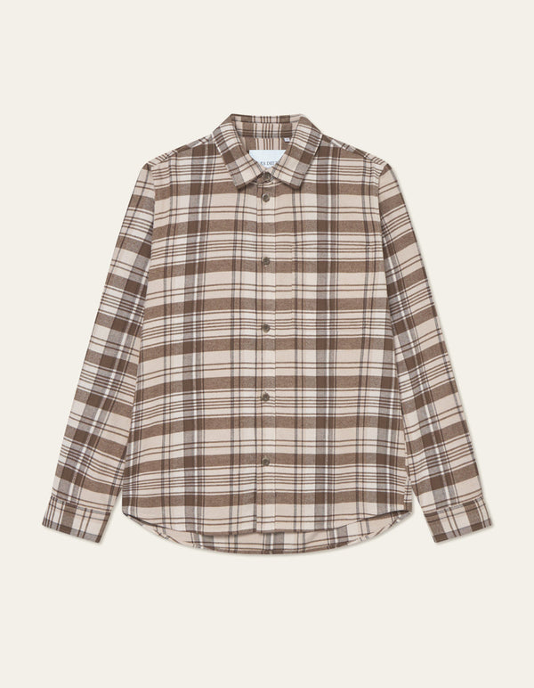 Les Deux Lennon Check Overshirt Irish Cream — Les Deux