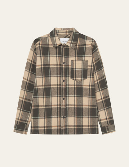 Les Deux Loan Check Twill Overshirt Irish cream