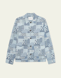 Les Deux Patchwork Jacquard Overshirt Skyway Blue