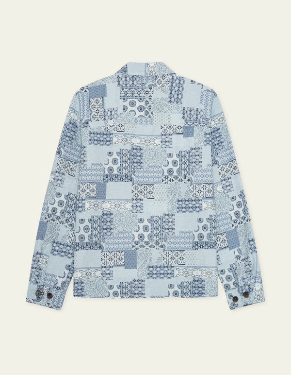 Les Deux Patchwork Jacquard Overshirt Skyway Blue