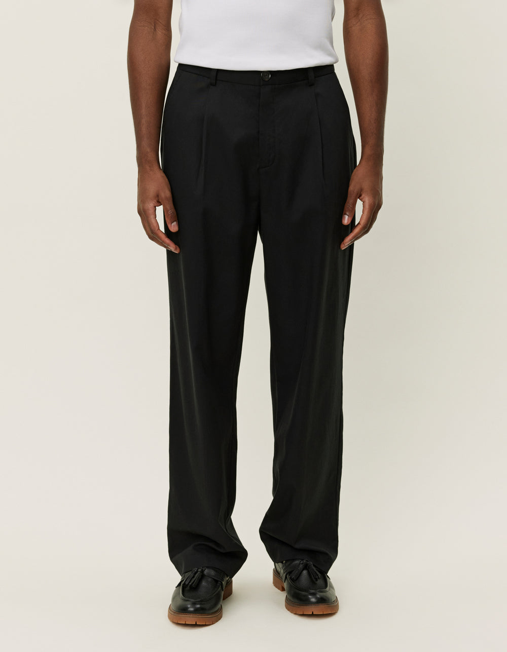Les Deux Randall Pleated Twill Suit Pants Black