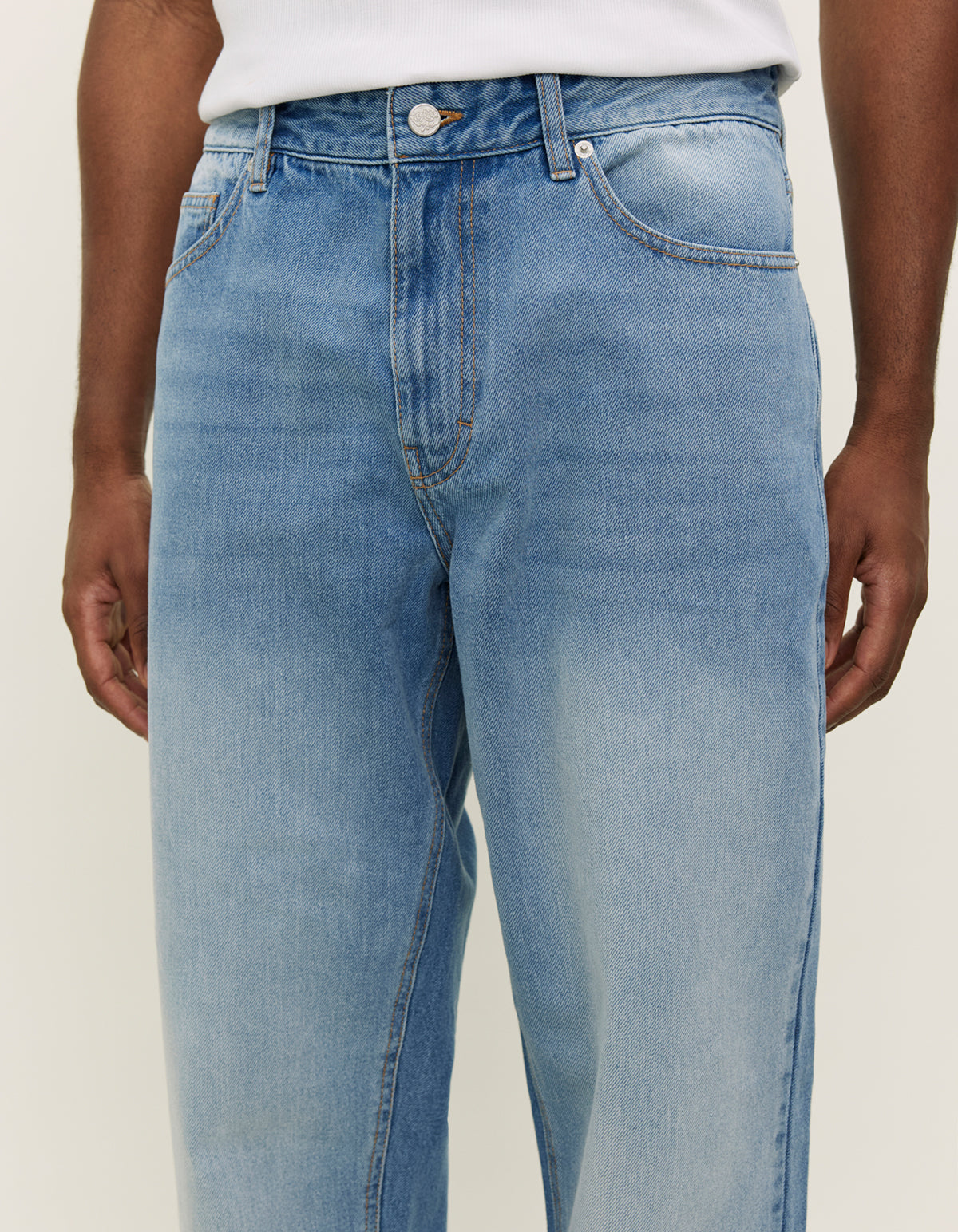 Les Deux Ryder Washed Denim Pants Light Blue Wash