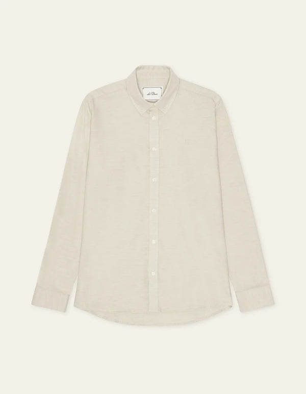 Les Deux SOFT FLANNEL SHIRT Oyster Gray White — Les Deux