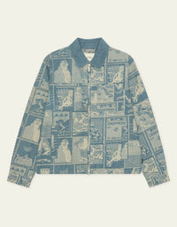 Les Deux STAMP JACQUARD JACKET Denim Blue