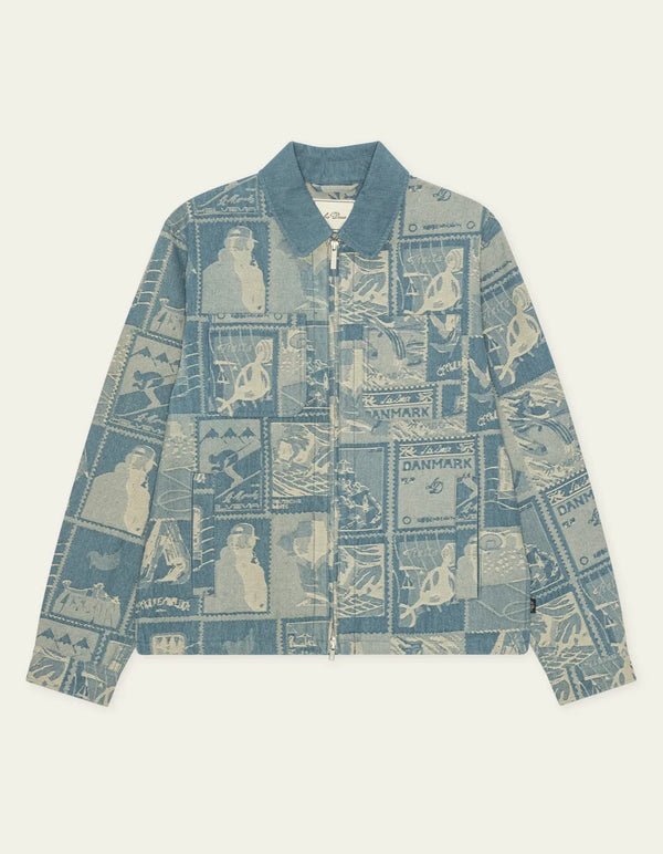 Les Deux STAMP JACQUARD JACKET Denim Blue — Les Deux