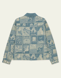 Les Deux STAMP JACQUARD JACKET Denim Blue