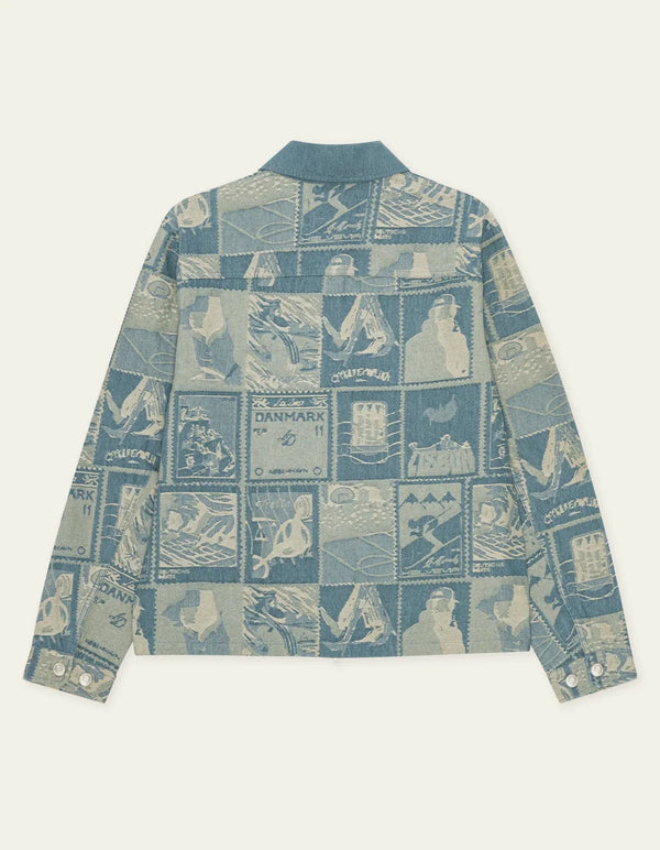 Les Deux STAMP JACQUARD JACKET Denim Blue