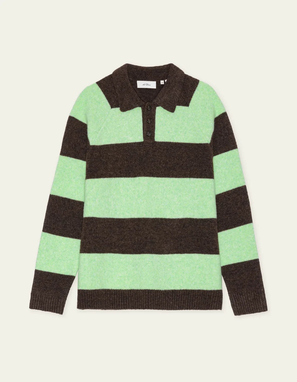 Les Deux STRIPED MELANGE KNITTED POLO Mountain Grey Melange